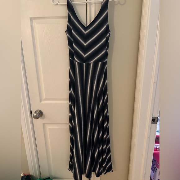 Anthropologie New Puella Soft Striped Blue White Caftan Maxi Dress - Picture 4 of 4